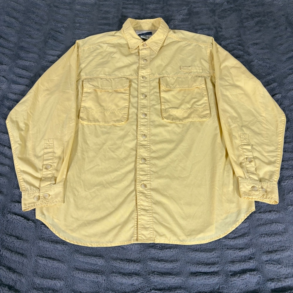 ExOfficio Insect Shield Mens Medium Yellow Long Sleeve Fishing Shirt 1101-5007